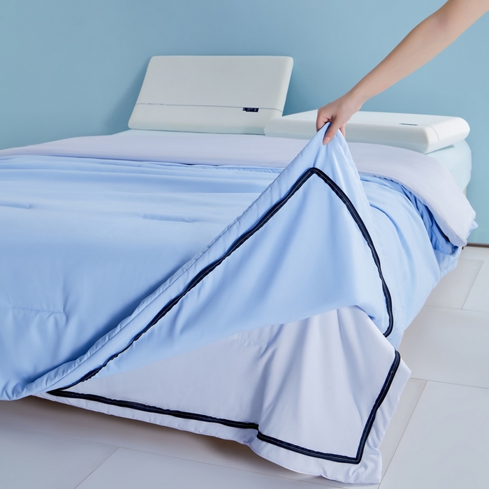 91家纺网 家纺一手货源 找家纺 观月轩家纺 2025新款酣睡星球双层深睡控温被PRO2.0被子被芯 清澄蓝