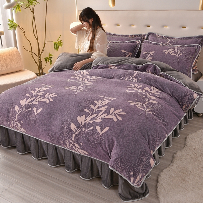 91家纺网 家纺一手货源 找家纺 （总）亿品2025直播爆款9.5斤牛奶绒四件套加厚保暖床裙四件套