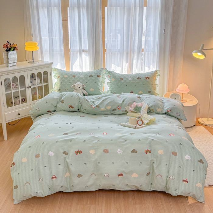 91家纺网 家纺一手货源 找家纺 （总）爱妮玖玖 2025新款全棉印花系列床笠夹棉