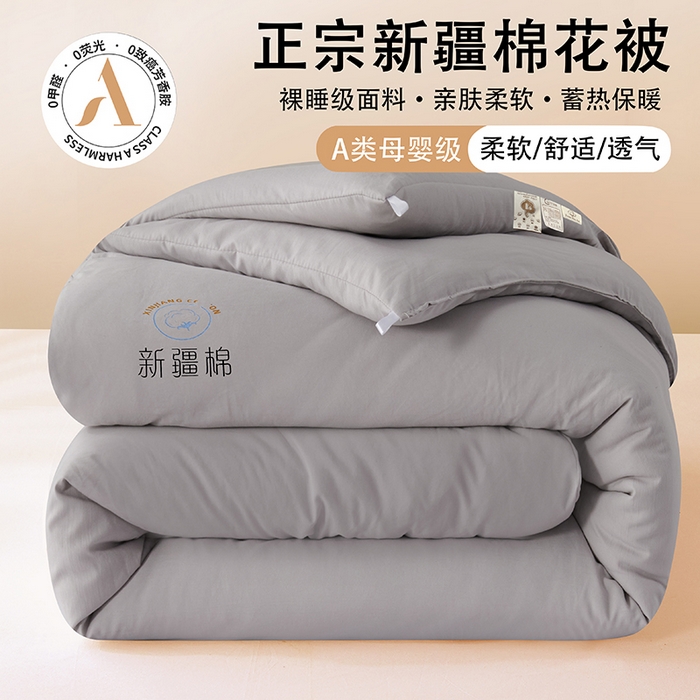 91家纺网 家纺一手货源 找家纺 （总）爱诗诺家纺 2025新款拼色无印风新疆棉花被春秋被夏被四季被被子被芯