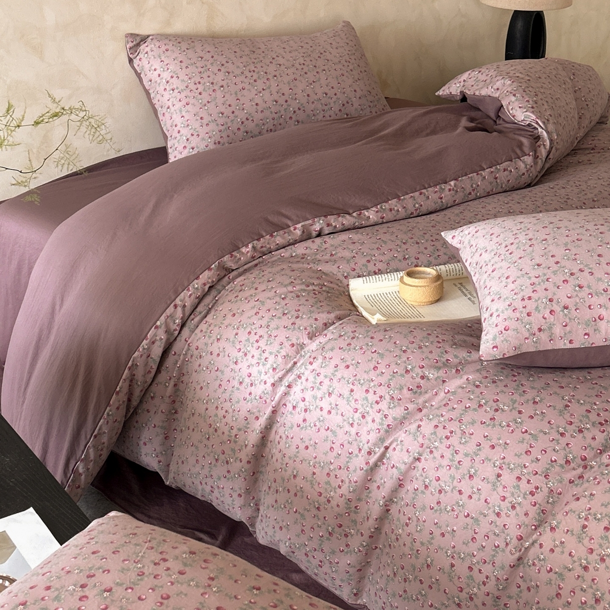 91家纺网 家纺一手货源 找家纺 如约 2025新款A类珍珠棉四件套 樱桃季