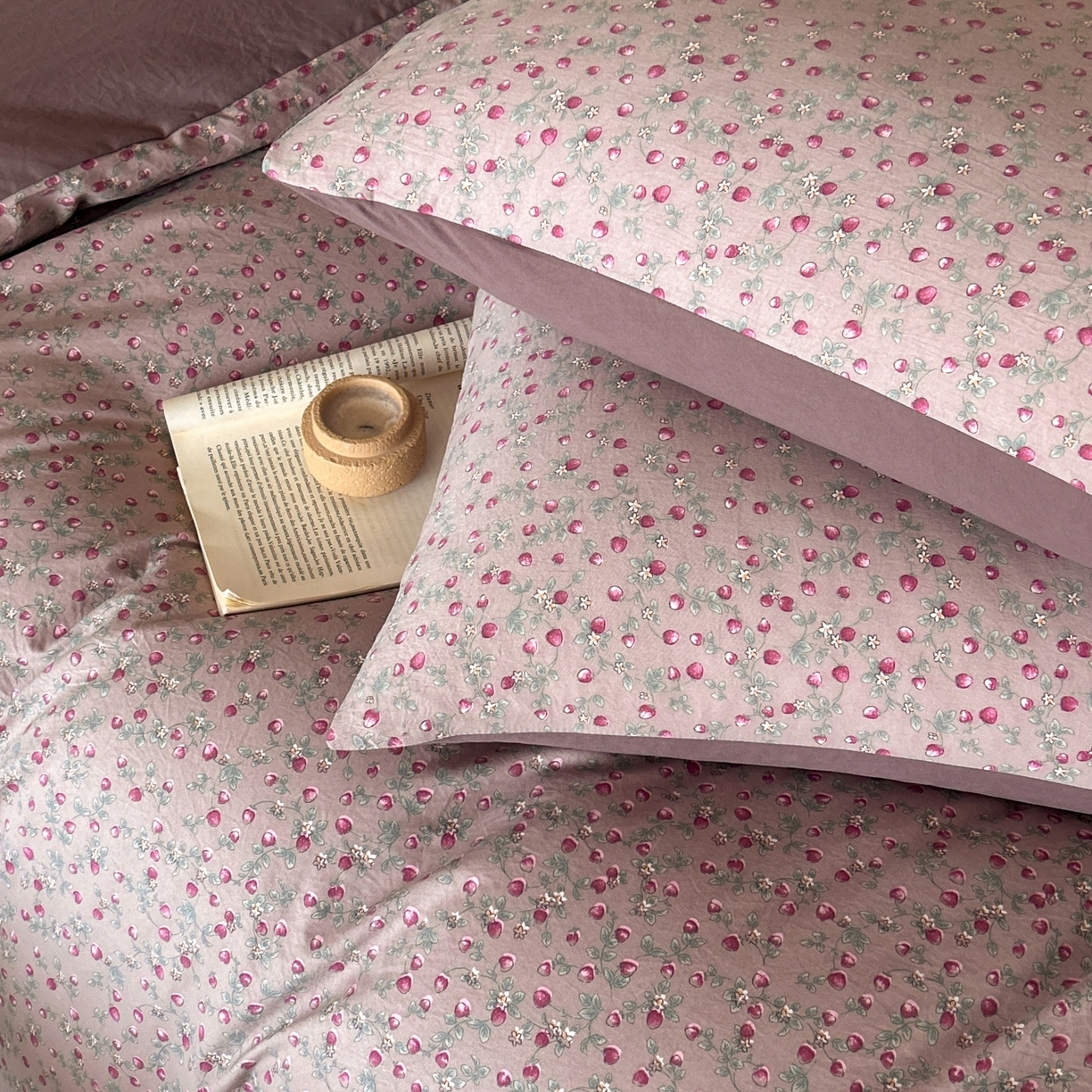 91家纺网 家纺一手货源 找家纺 如约 2025新款A类珍珠棉四件套 樱桃季