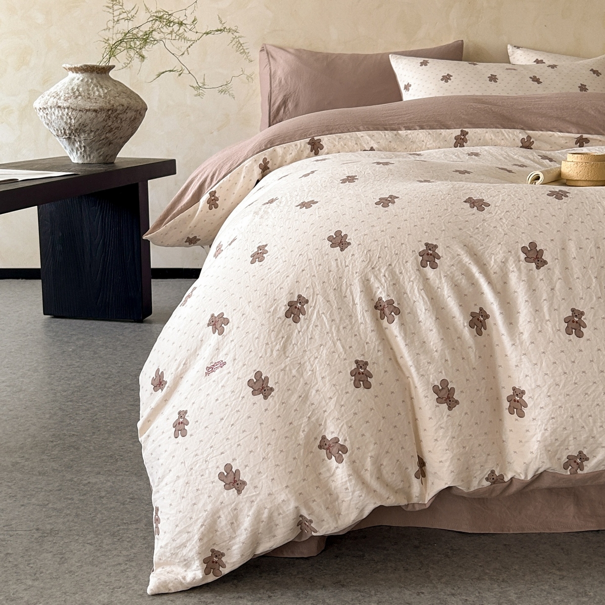 91家纺网 家纺一手货源 找家纺 如约 2025新款A类珍珠棉四件套 梦想熊