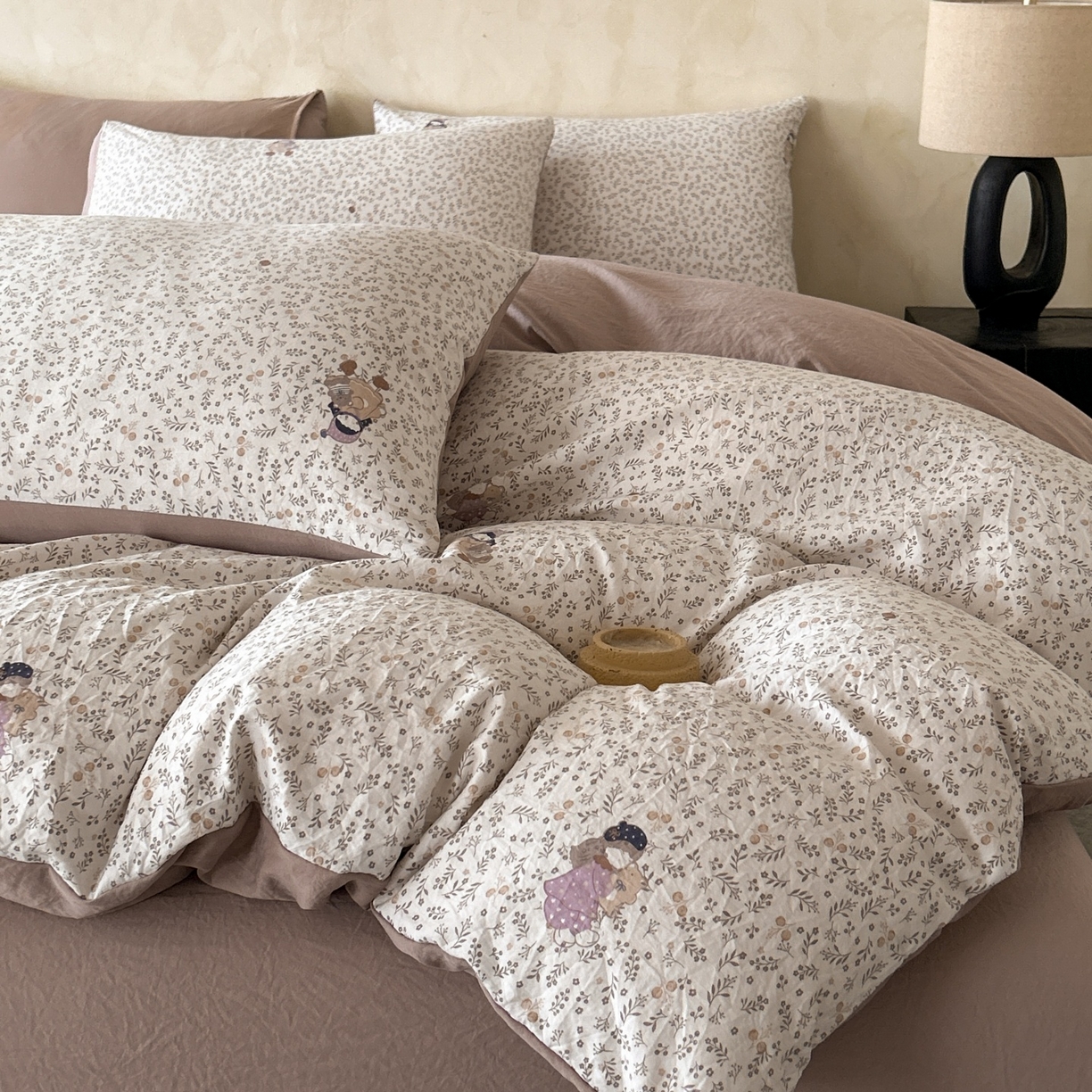 91家纺网 家纺一手货源 找家纺 如约 2025新款A类珍珠棉四件套 豆蔻