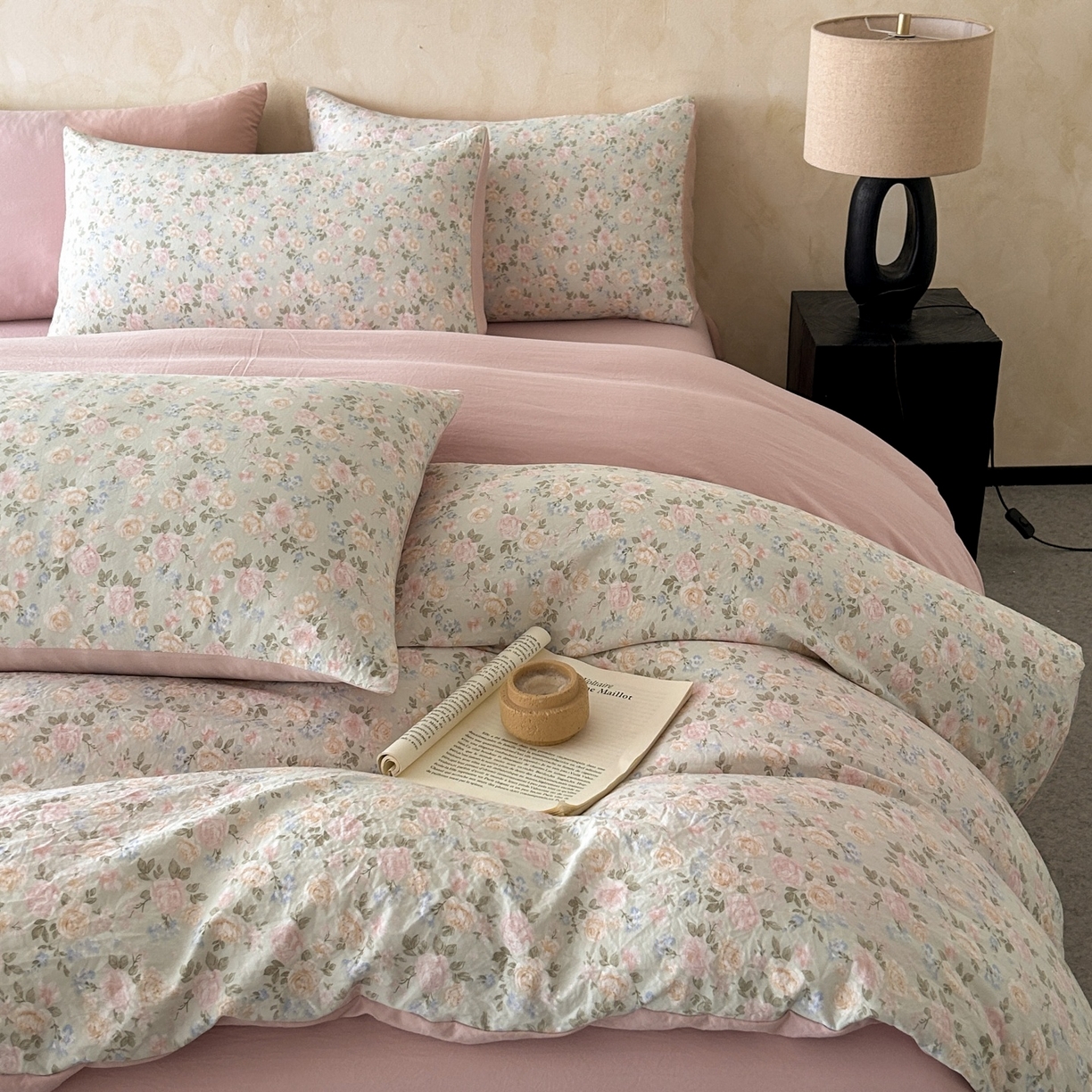 91家纺网 家纺一手货源 找家纺 如约 2025新款A类珍珠棉四件套 花盏绿