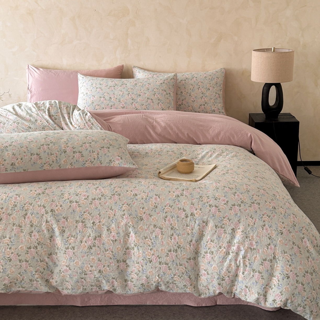 91家纺网 家纺一手货源 找家纺 如约 2025新款A类珍珠棉四件套 花盏绿