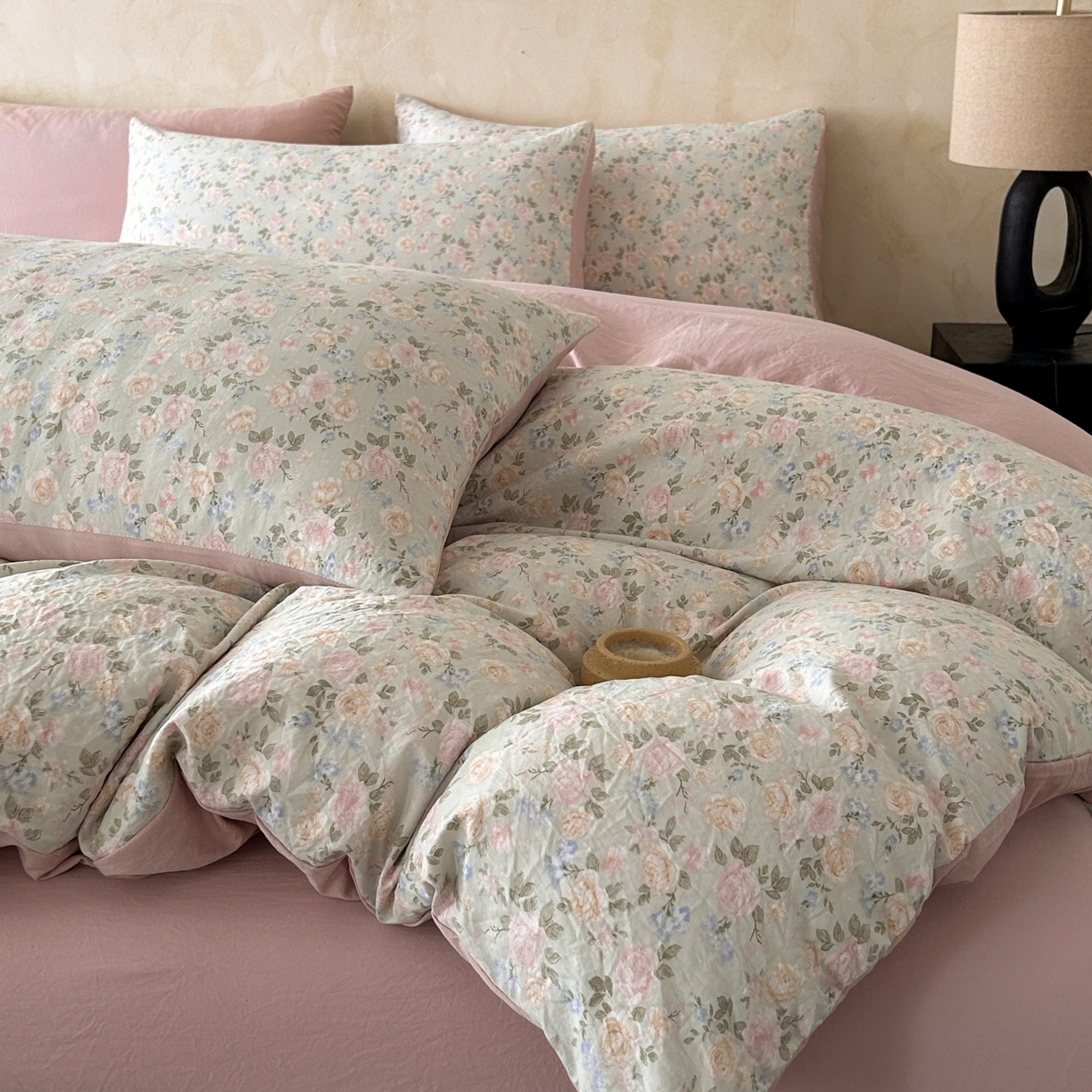 91家纺网 家纺一手货源 找家纺 如约 2025新款A类珍珠棉四件套 花盏绿