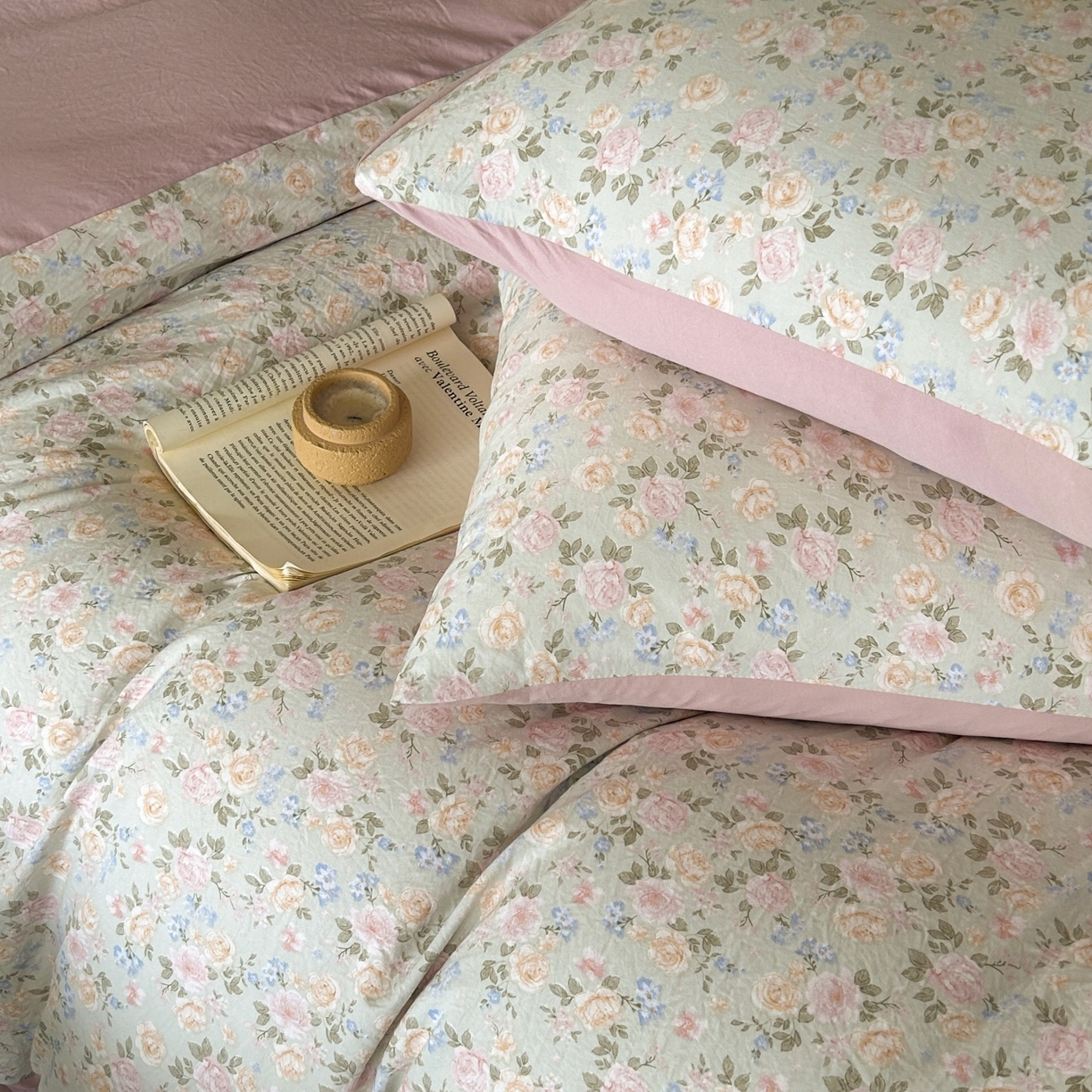 91家纺网 家纺一手货源 找家纺 如约 2025新款A类珍珠棉四件套 花盏绿