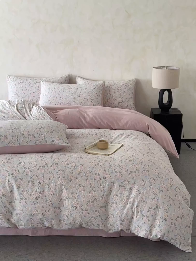 91家纺网 家纺一手货源 找家纺 如约 2025新款A类珍珠棉四件套 花盏绿