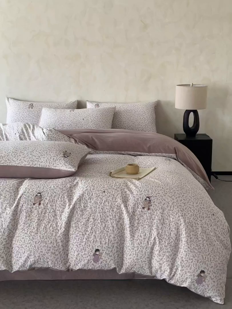 91家纺网 家纺一手货源 找家纺 如约 2025新款A类珍珠棉四件套 豆蔻