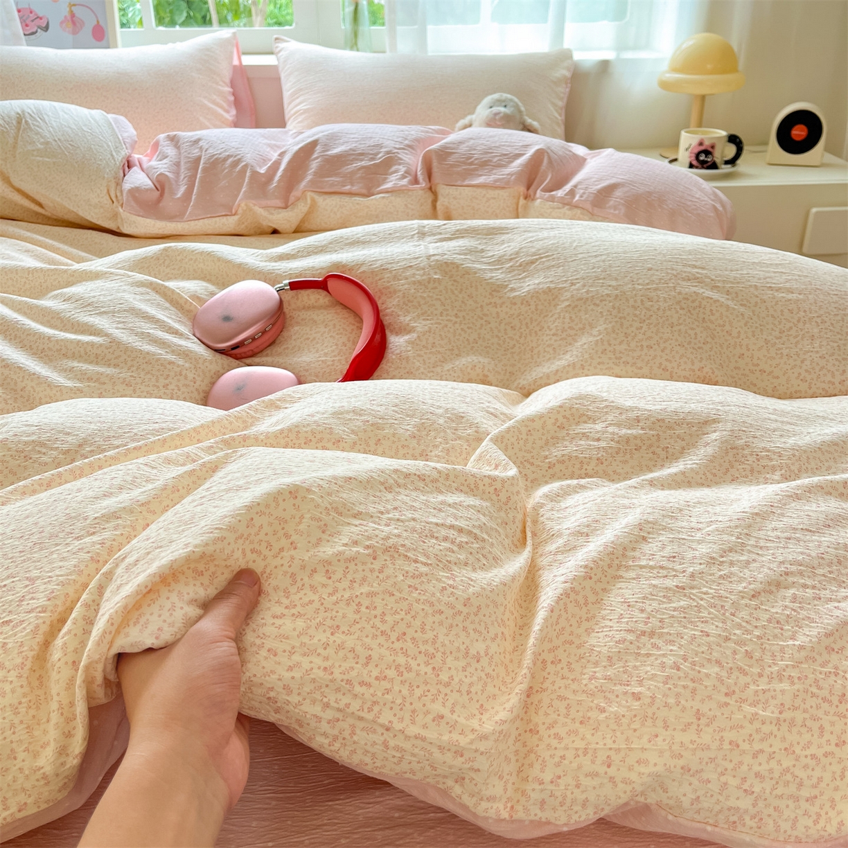 91家纺网 家纺一手货源 找家纺 （总）如约 2025新款木棉双层纱印花四件套