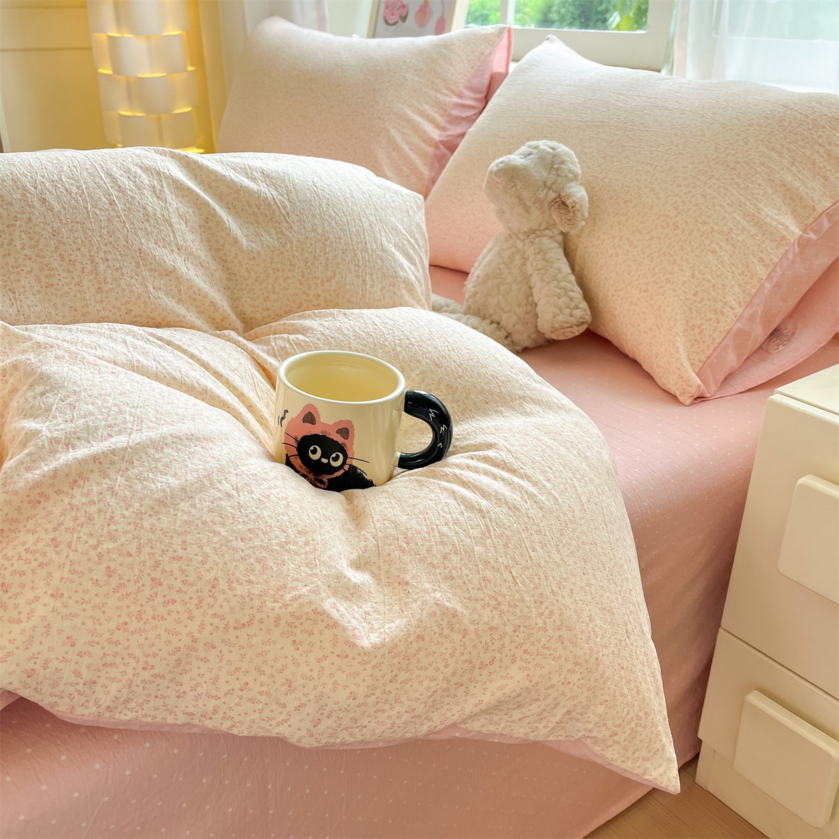 91家纺网 家纺一手货源 找家纺 （总）如约 2025新款木棉双层纱印花四件套