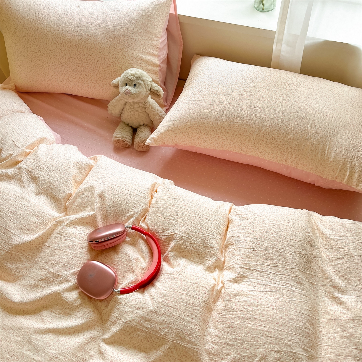 91家纺网 家纺一手货源 找家纺 （总）如约 2025新款木棉双层纱印花四件套