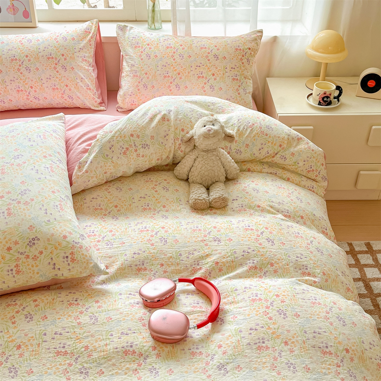 91家纺网 家纺一手货源 找家纺 如约 2025新款木棉双层纱印花四件套 邂逅