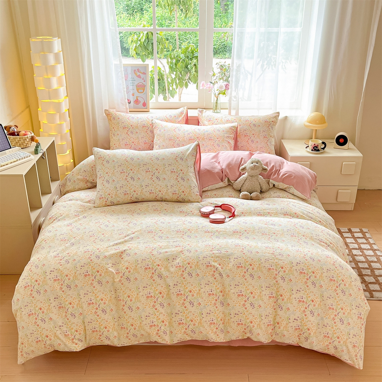 91家纺网 家纺一手货源 找家纺 如约 2025新款木棉双层纱印花四件套 邂逅