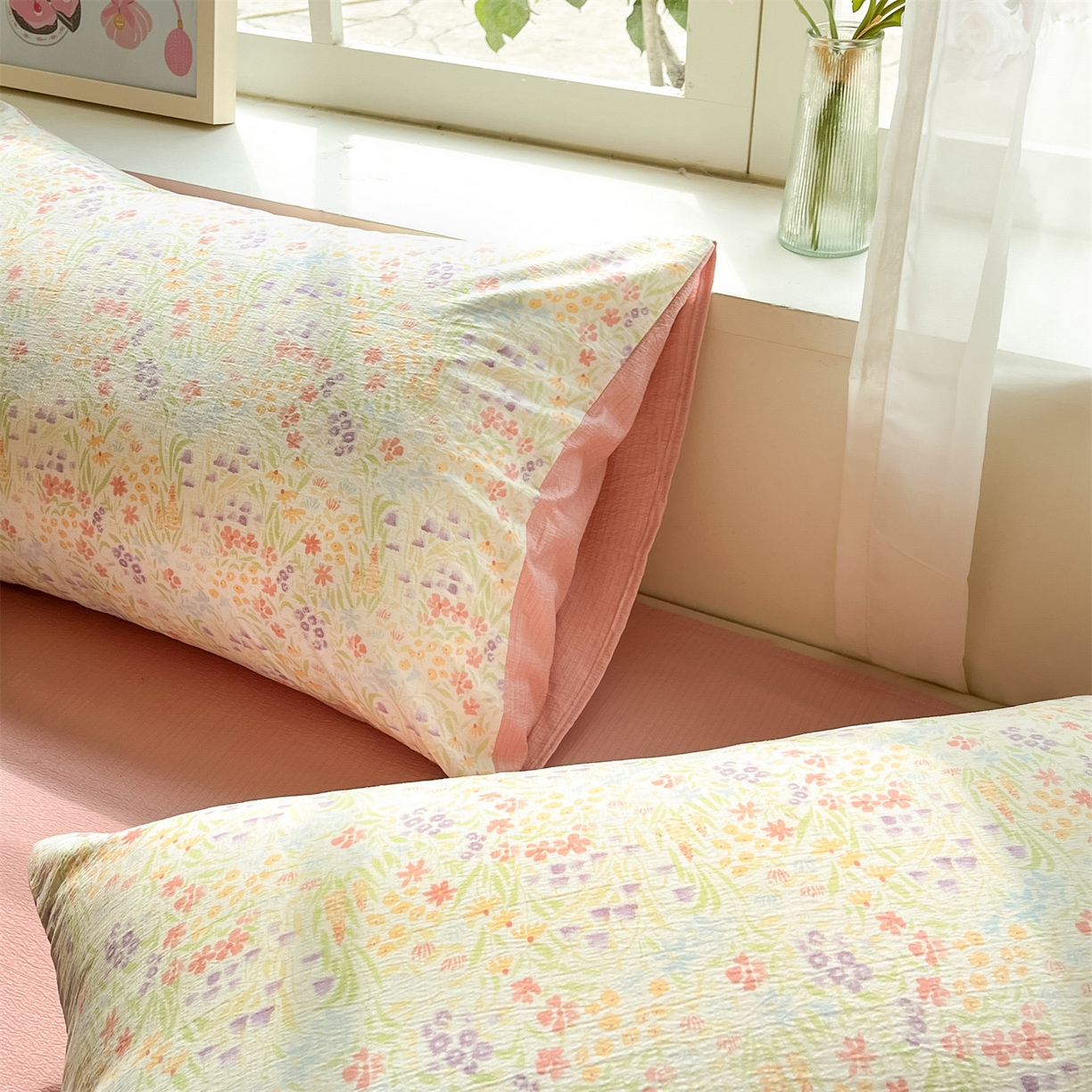 91家纺网 家纺一手货源 找家纺 如约 2025新款木棉双层纱印花四件套 邂逅