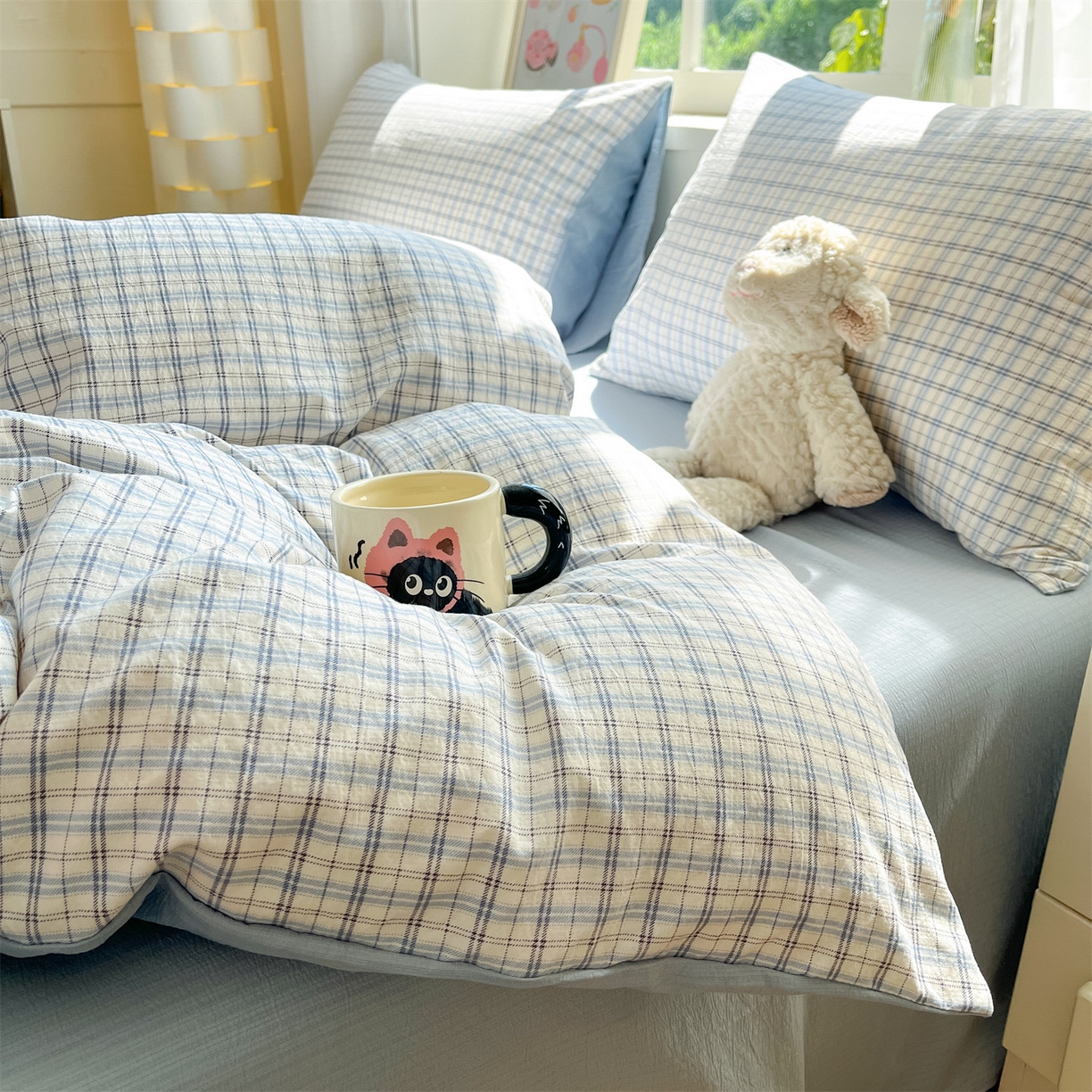 91家纺网 家纺一手货源 找家纺 如约 2025新款木棉双层纱印花四件套 罗格先生兰