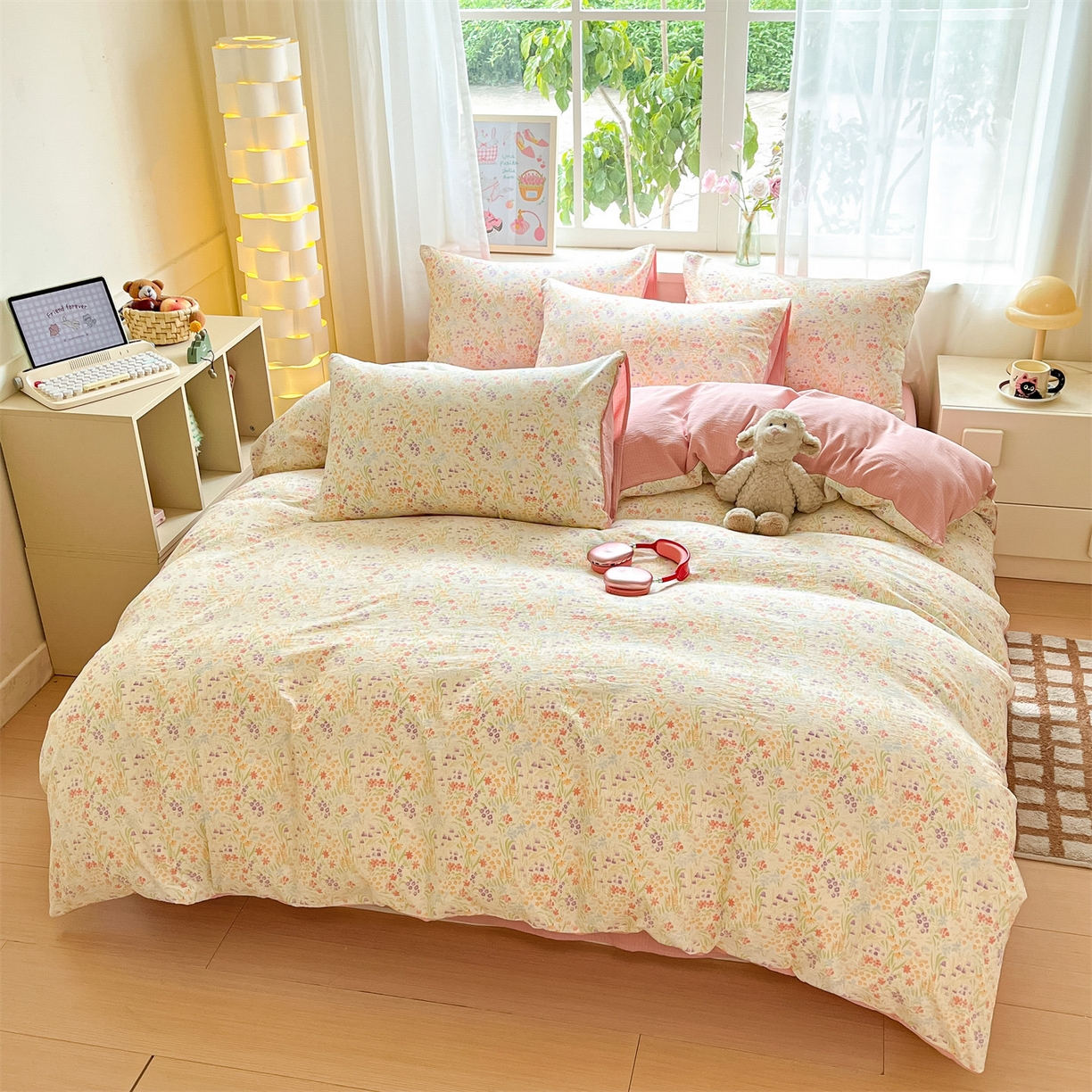 91家纺网 家纺一手货源 找家纺 如约 2025新款木棉双层纱印花四件套 邂逅