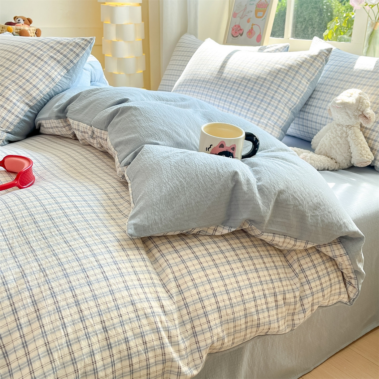 91家纺网 家纺一手货源 找家纺 如约 2025新款木棉双层纱印花四件套 罗格先生兰