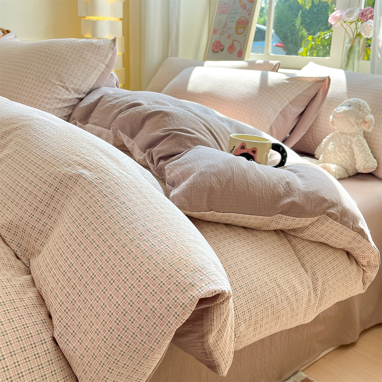 91家纺网 家纺一手货源 找家纺 （总）如约 2025新款木棉双层纱印花四件套