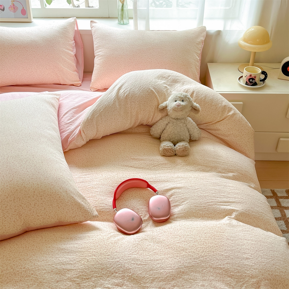 91家纺网 家纺一手货源 找家纺 （总）如约 2025新款木棉双层纱印花四件套