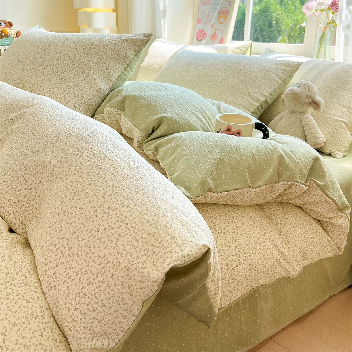 91家纺网 家纺一手货源 找家纺 （总）如约 2025新款木棉双层纱印花四件套