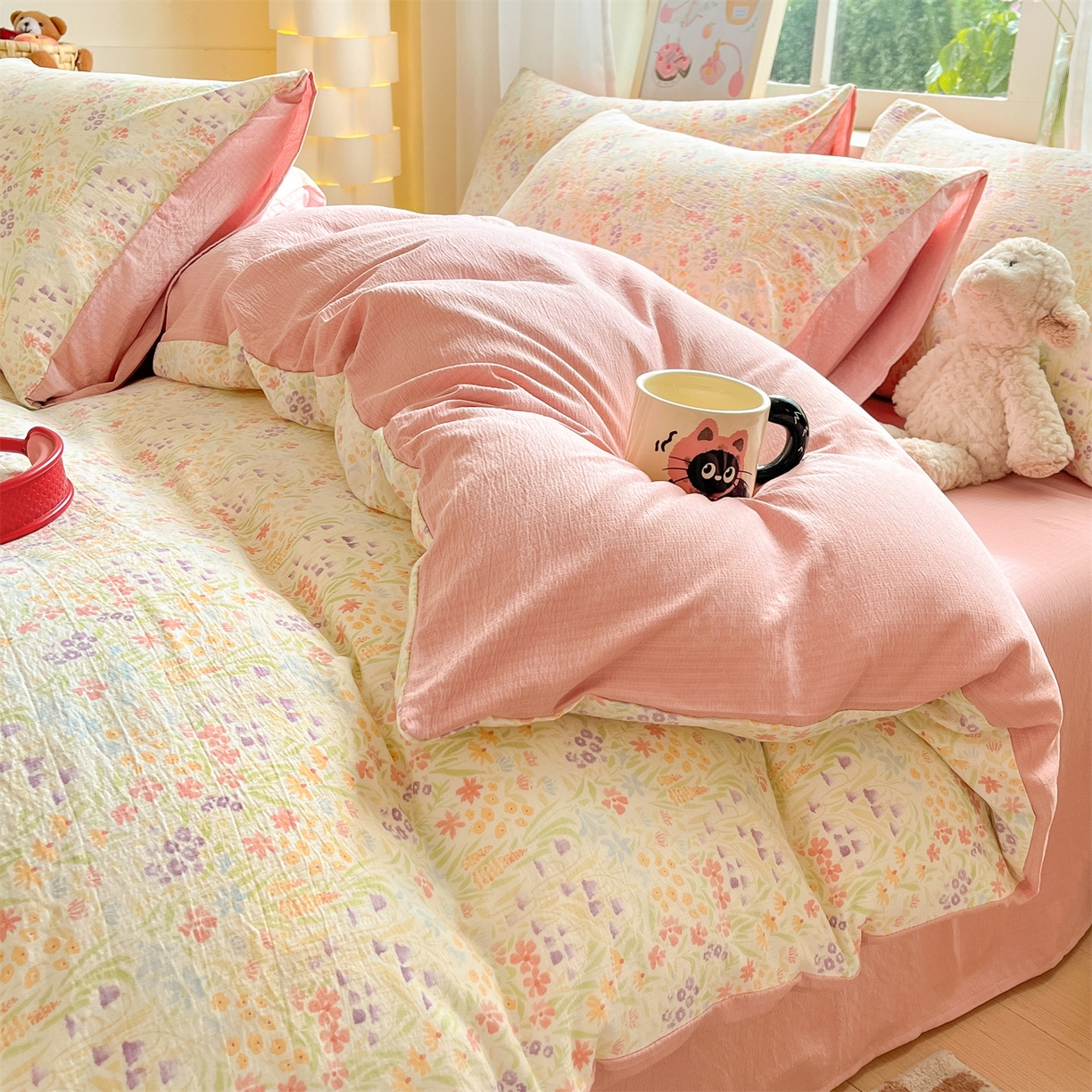 91家纺网 家纺一手货源 找家纺 如约 2025新款木棉双层纱印花四件套 邂逅