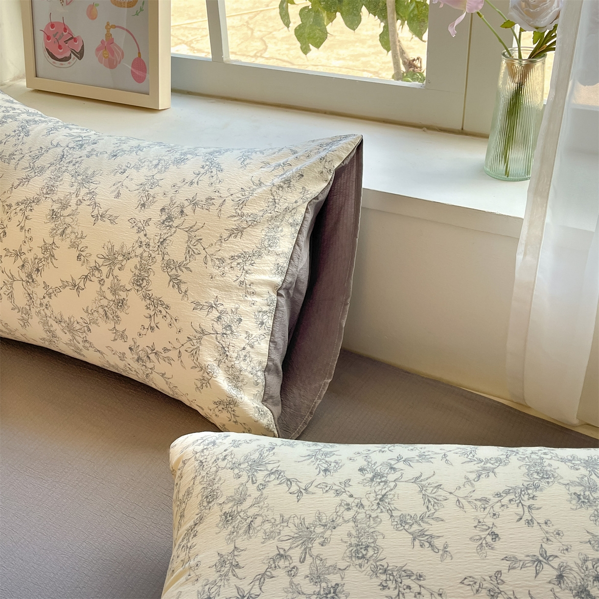 91家纺网 家纺一手货源 找家纺 如约 2025新款木棉双层纱印花四件套 写意兰