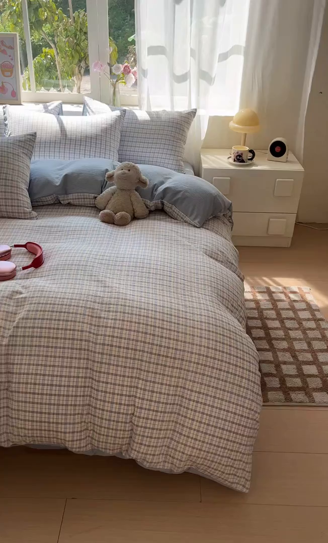 91家纺网 家纺一手货源 找家纺 如约 2025新款木棉双层纱印花四件套 罗格先生兰