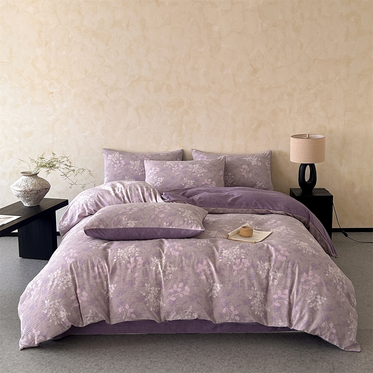 91家纺网 家纺一手货源 找家纺 （总）如约 2025新款A类亲肤水洗原麻印花四件套