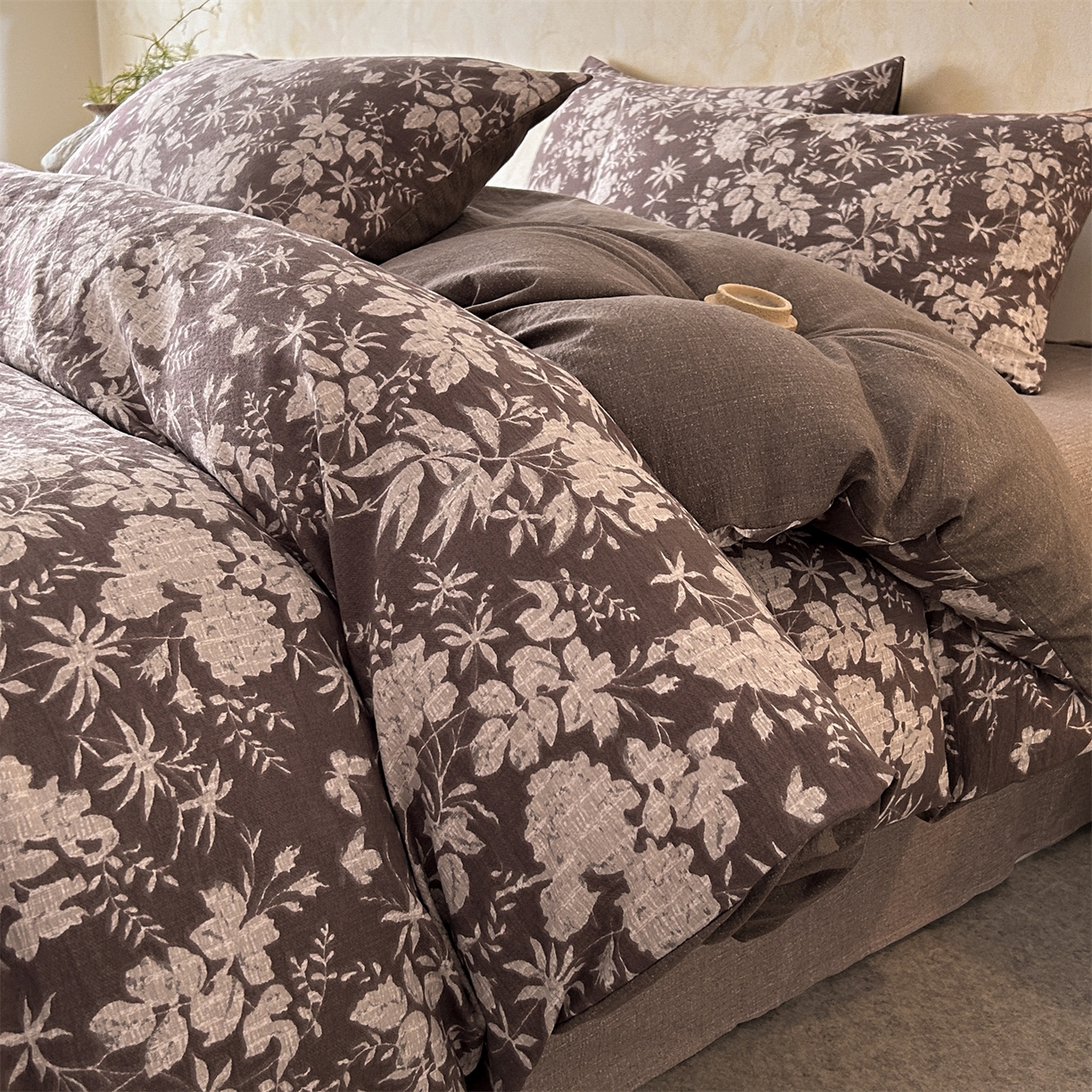 91家纺网 家纺一手货源 找家纺 （总）如约 2025新款A类亲肤水洗原麻印花四件套