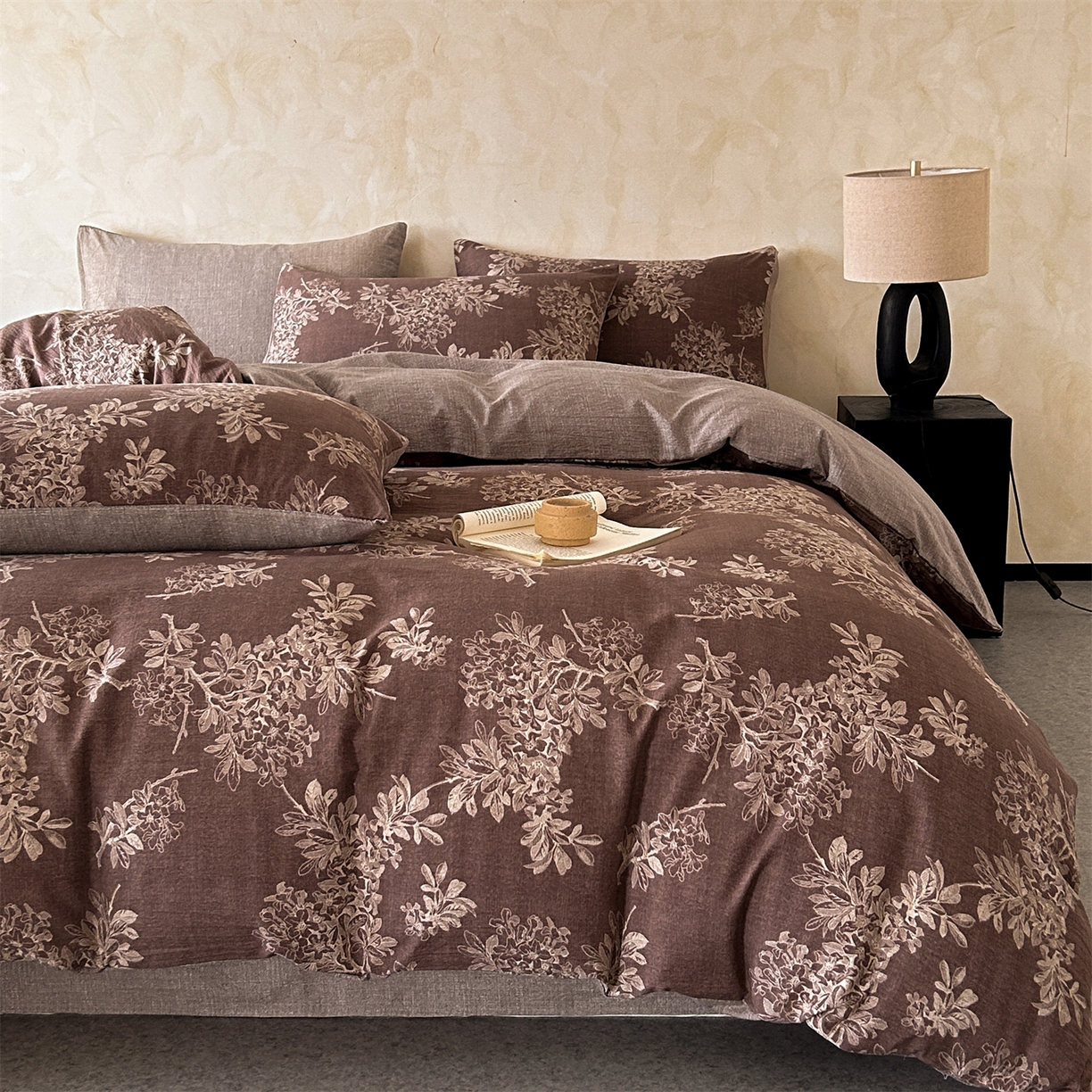 91家纺网 家纺一手货源 找家纺 如约 2025新款A类亲肤水洗原麻印花四件套 锦瑟