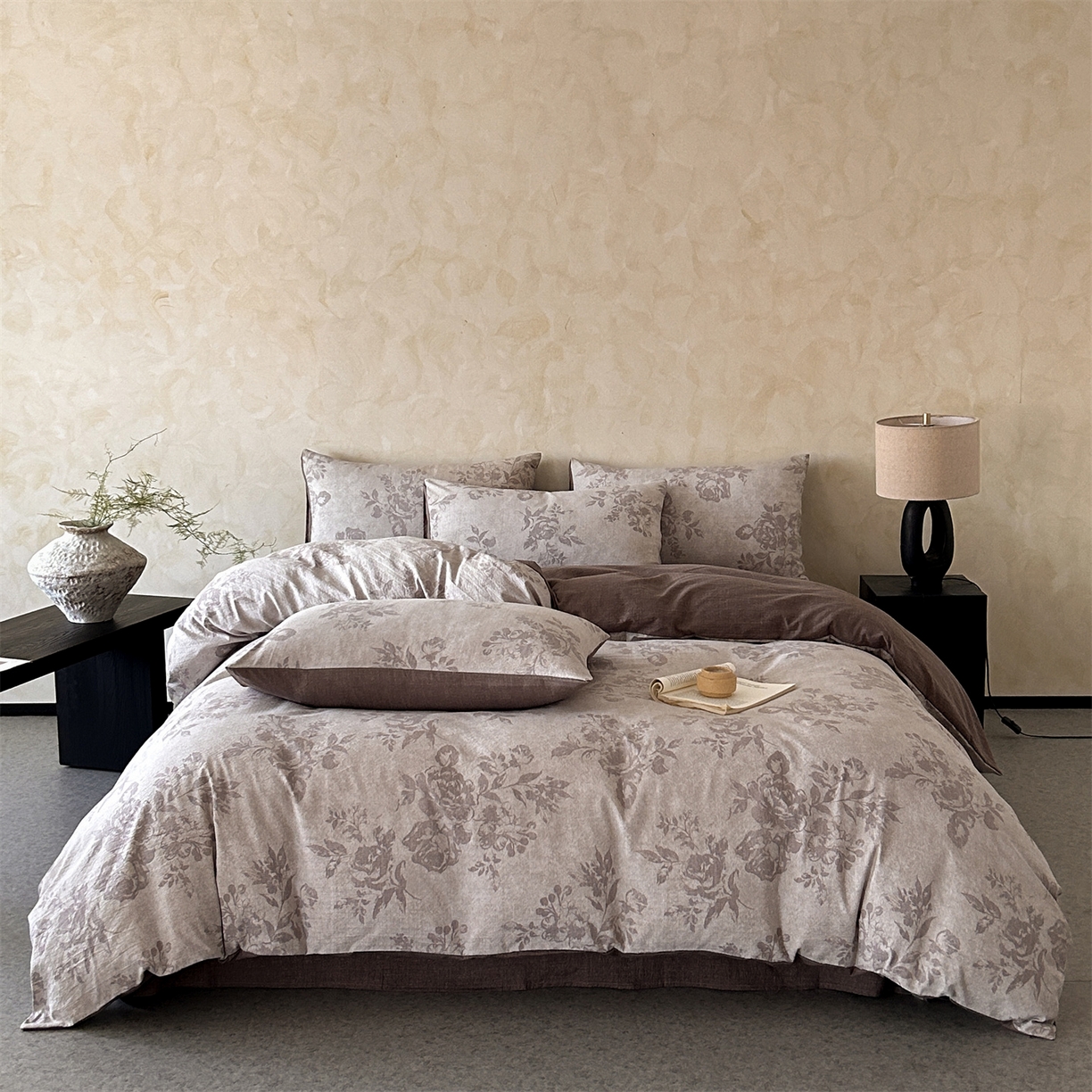 91家纺网 家纺一手货源 找家纺 （总）如约 2025新款A类亲肤水洗原麻印花四件套