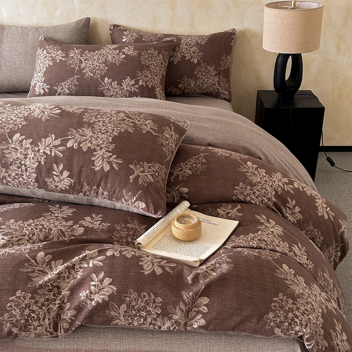 91家纺网 家纺一手货源 找家纺 如约 2025新款A类亲肤水洗原麻印花四件套 锦瑟