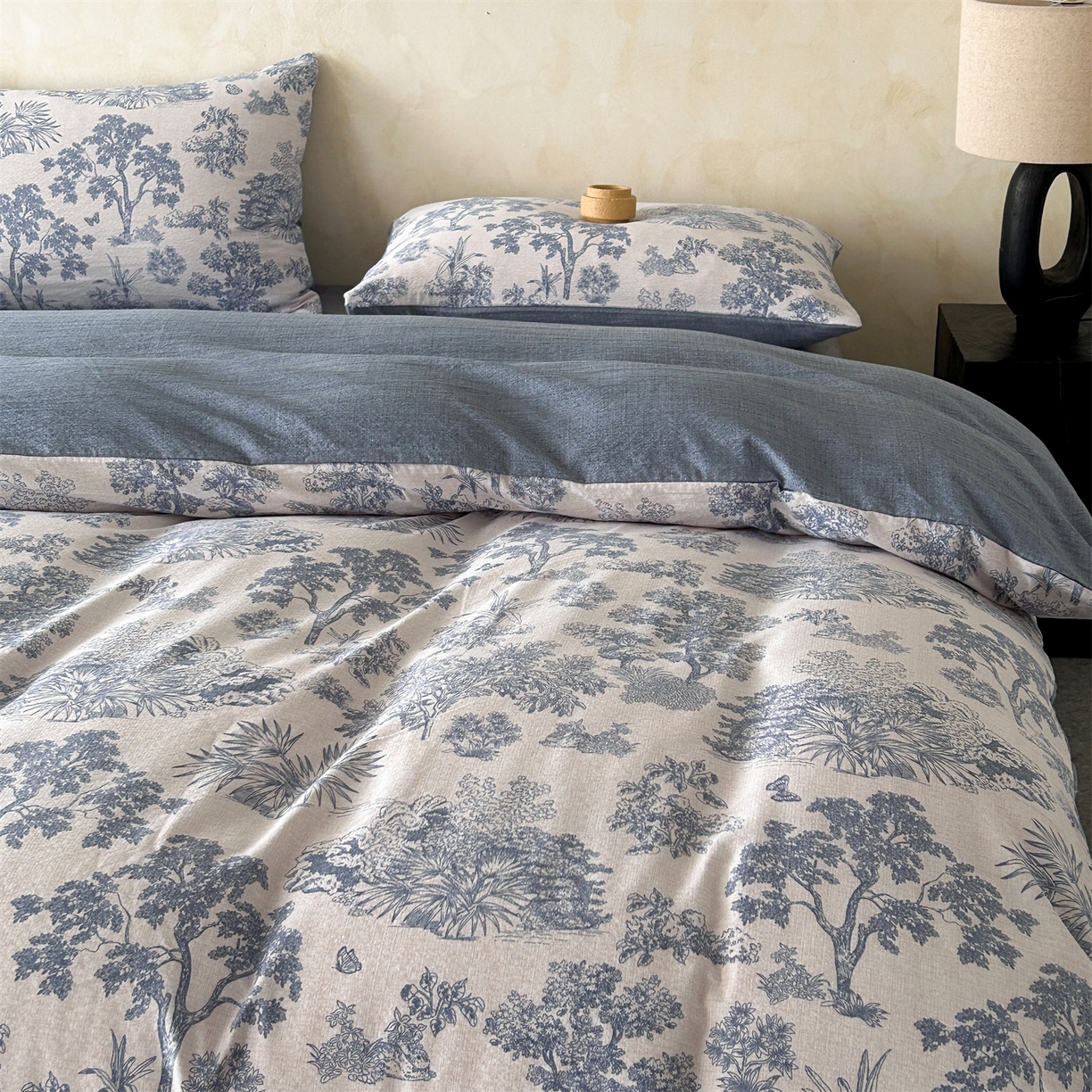 91家纺网 家纺一手货源 找家纺 如约 2025新款A类亲肤水洗原麻印花四件套 迪奥兰