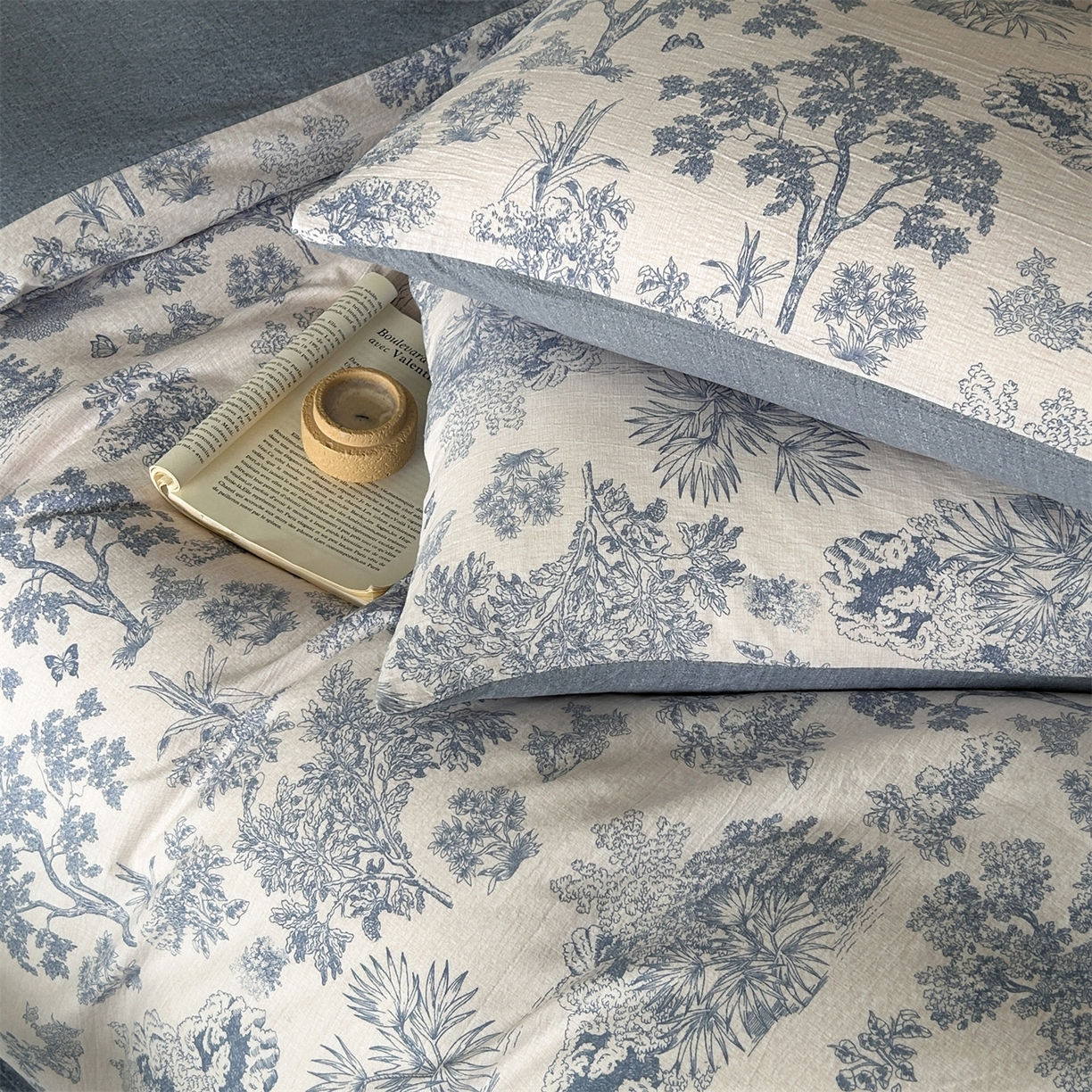 91家纺网 家纺一手货源 找家纺 如约 2025新款A类亲肤水洗原麻印花四件套 迪奥兰