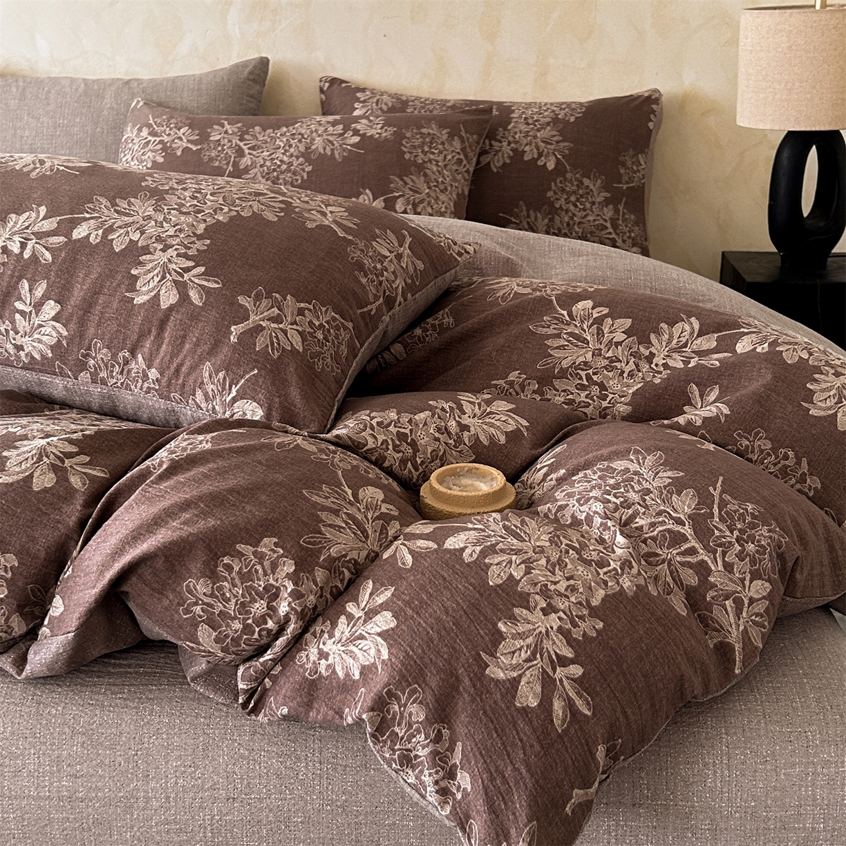 91家纺网 家纺一手货源 找家纺 如约 2025新款A类亲肤水洗原麻印花四件套 锦瑟