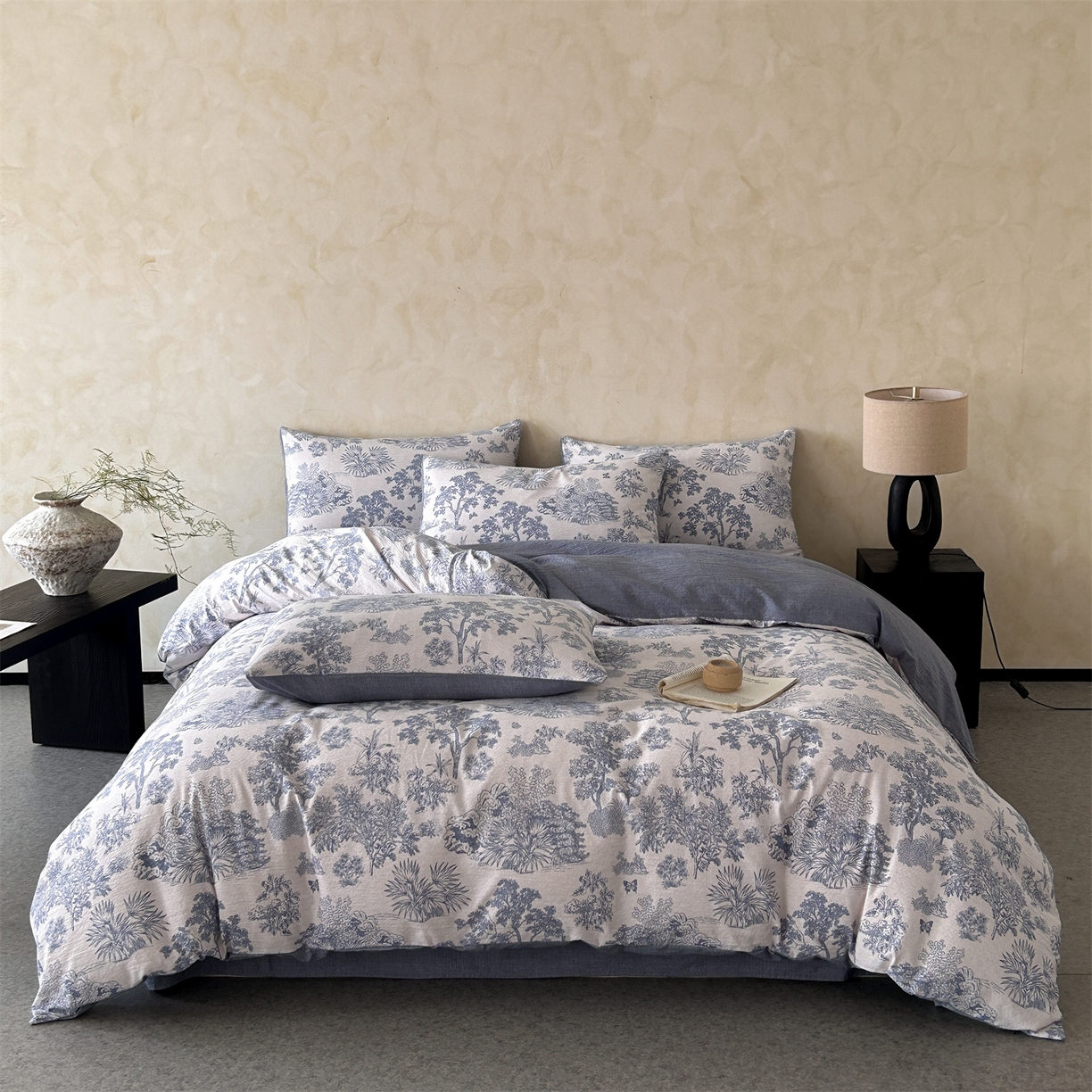 91家纺网 家纺一手货源 找家纺 （总）如约 2025新款A类亲肤水洗原麻印花四件套