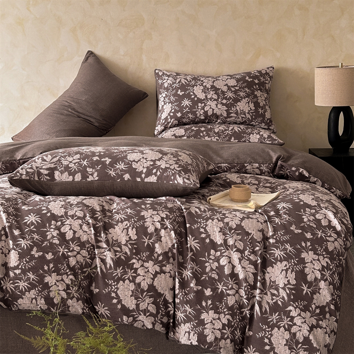 91家纺网 家纺一手货源 找家纺 如约 2025新款A类亲肤水洗原麻印花四件套 枫林晚