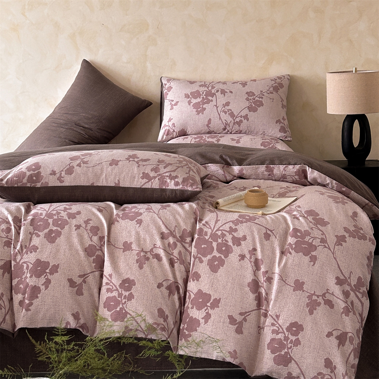 91家纺网 家纺一手货源 找家纺 如约 2025新款A类亲肤水洗原麻印花四件套 俏颜