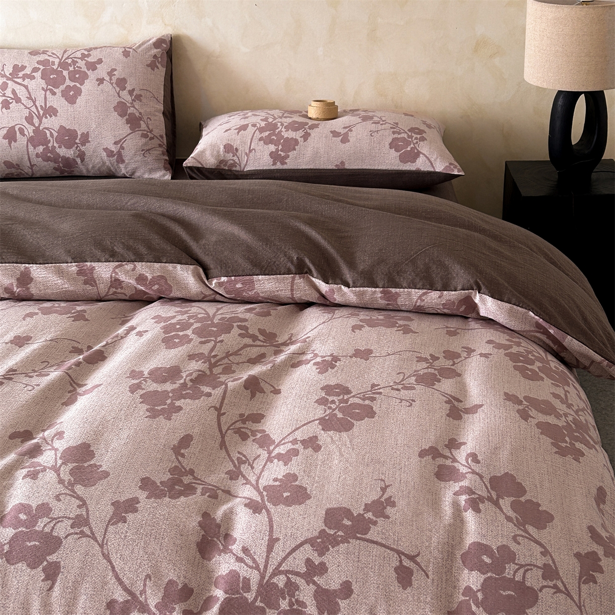 91家纺网 家纺一手货源 找家纺 如约 2025新款A类亲肤水洗原麻印花四件套 俏颜