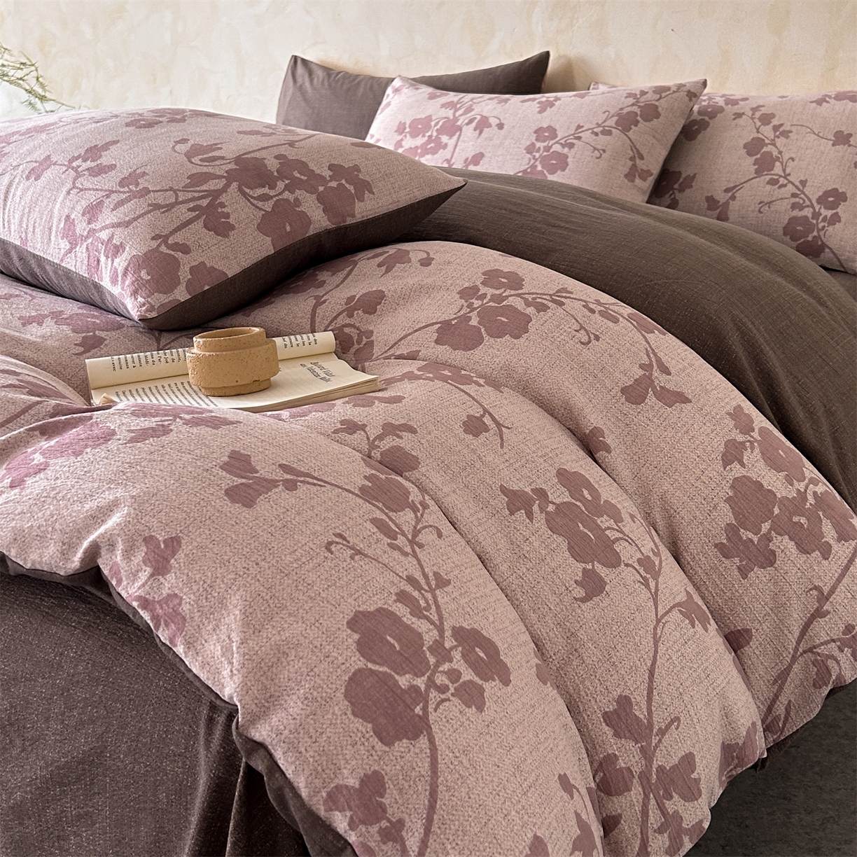 91家纺网 家纺一手货源 找家纺 如约 2025新款A类亲肤水洗原麻印花四件套 俏颜