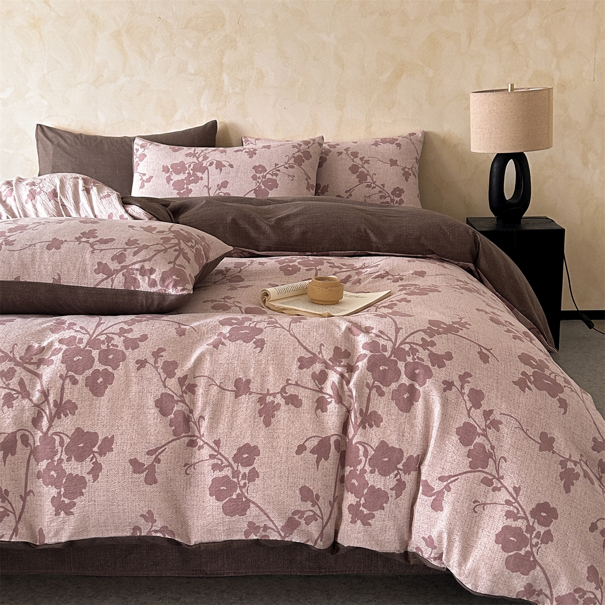 91家纺网 家纺一手货源 找家纺 如约 2025新款A类亲肤水洗原麻印花四件套 俏颜