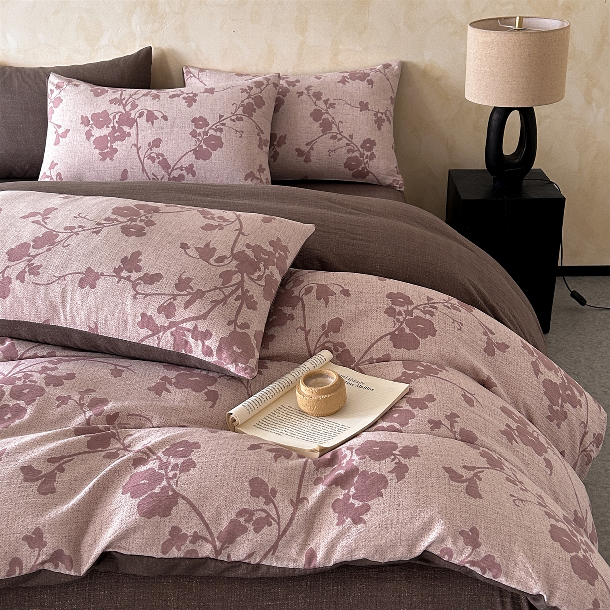 91家纺网 家纺一手货源 找家纺 如约 2025新款A类亲肤水洗原麻印花四件套 俏颜