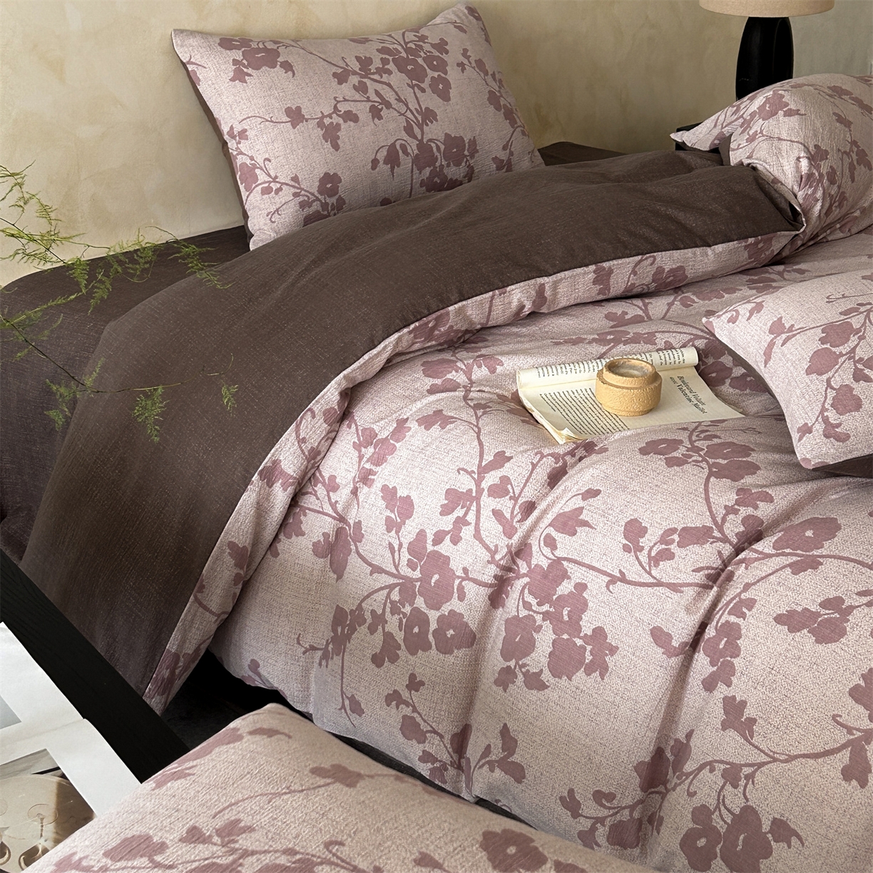 91家纺网 家纺一手货源 找家纺 如约 2025新款A类亲肤水洗原麻印花四件套 俏颜