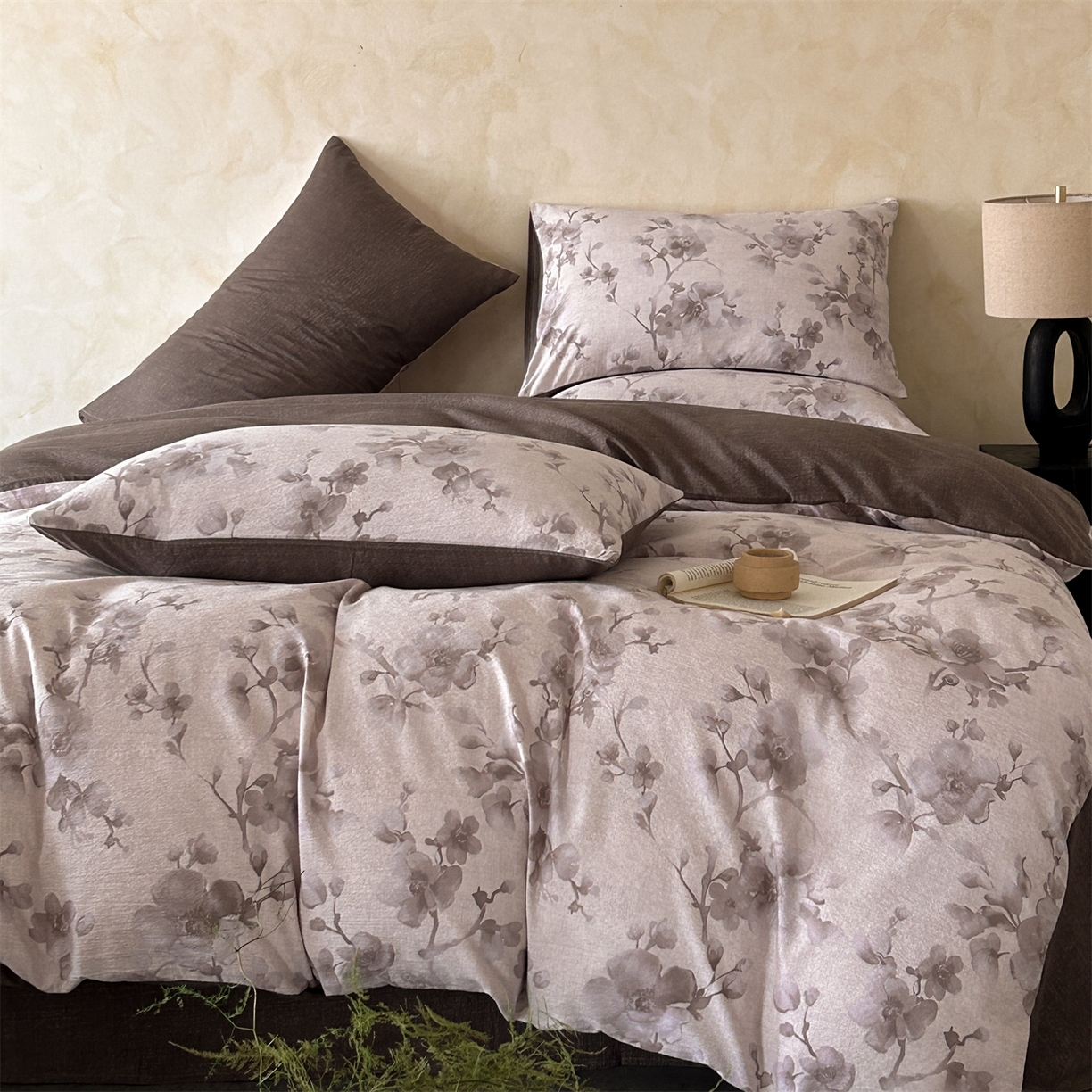 91家纺网 家纺一手货源 找家纺 如约 2025新款A类亲肤水洗原麻印花四件套 慕雪红