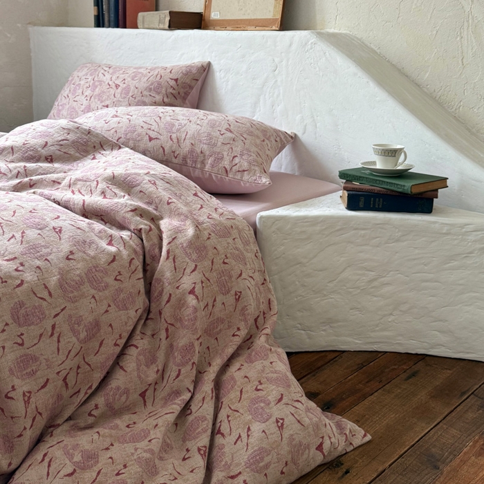 91家纺网 家纺一手货源 找家纺 山舍家居 2025新款全棉纯棉色织提花四件套-雾璃 雾璃-粉