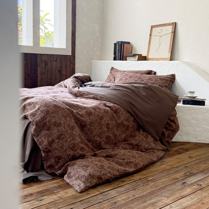 山舍家居 2025新款全棉纯棉色织提花四件套-雾璃 雾璃-咖