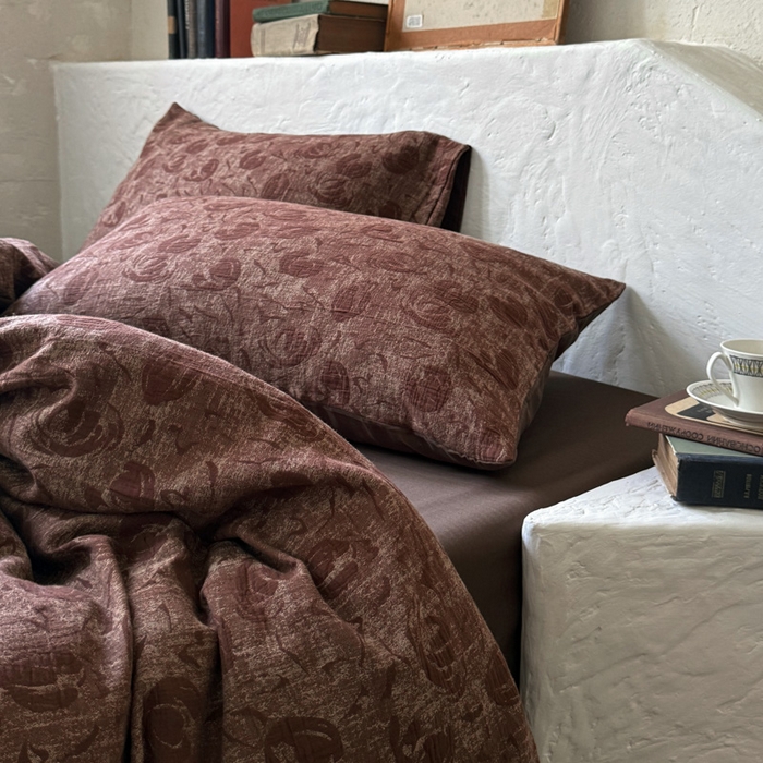 91家纺网 家纺一手货源 找家纺 山舍家居 2025新款全棉纯棉色织提花四件套-雾璃 雾璃-咖