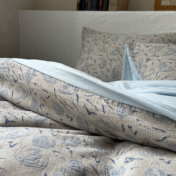 91家纺网 家纺一手货源 找家纺 山舍家居 2025新款全棉纯棉色织提花四件套-雾璃 雾璃-蓝